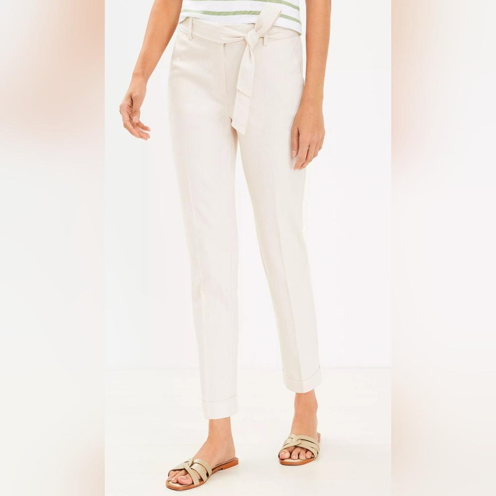 LOFT Devin Tie Waist Slim Pants in Twill (NWOT)